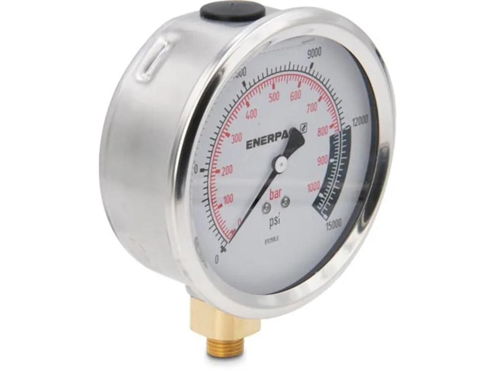 ENERPAC G4089L Hydraulic Pressure Gauge, 4 Inch Face, Glycerine Filled, 15000 Max. Psi | AA8KTH 18Y528