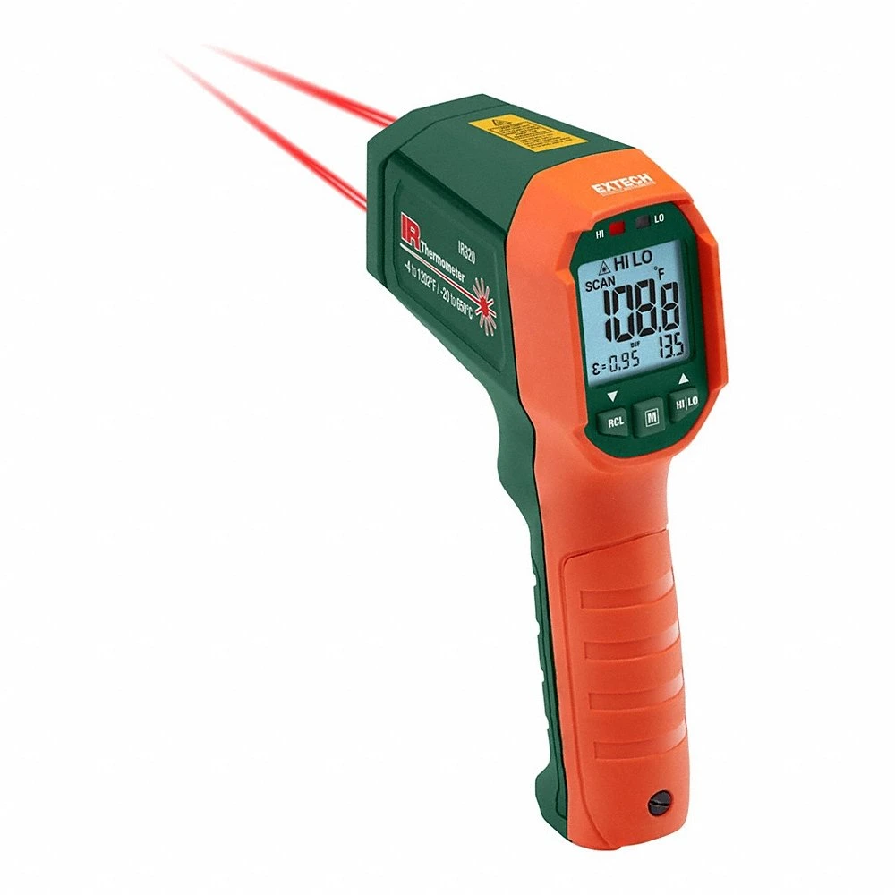 Infrared Thermometer, Included, Max Temp/Min Temp, Adjustable at 0.10 to 1.00, Mini Body