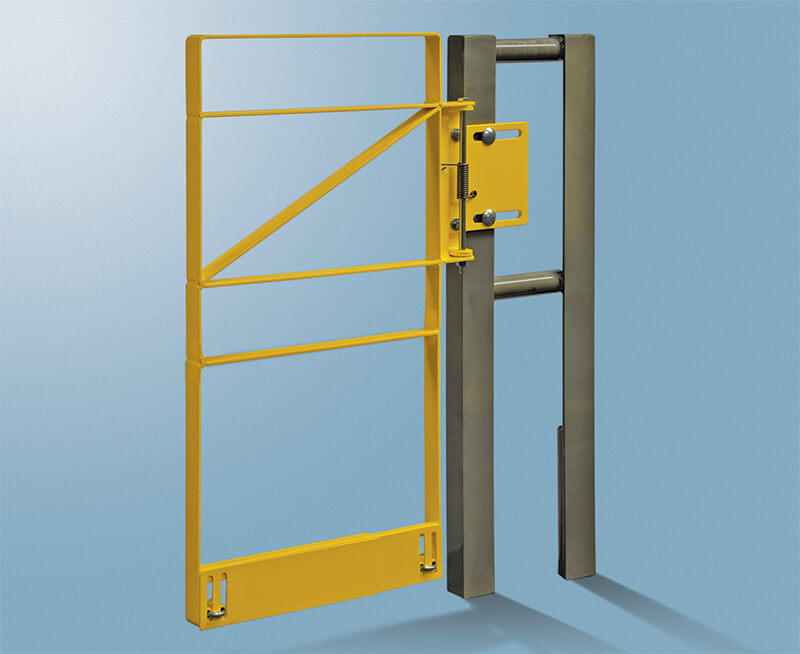 Cancello di sicurezza, apertura trasparente per 34-36.5 pollici, acciaio al carbonio, verniciatura a polvere gialla, sinistra