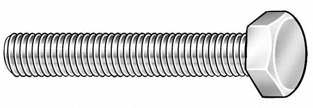 Hex Tap Bolt, 1/2-13 Thread Size, 1 Inch Length, Grade 2 Steel, 750PK