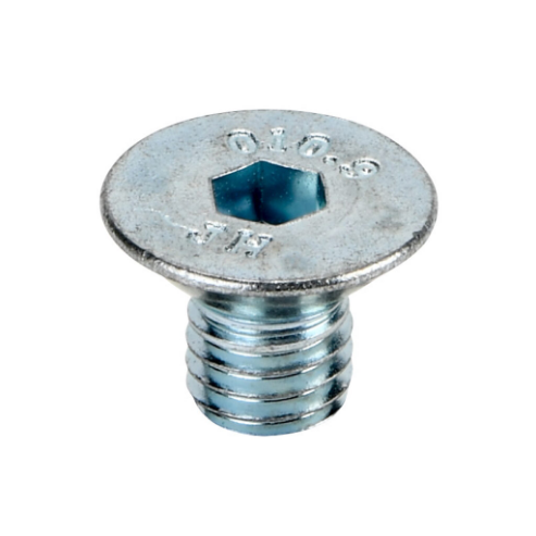 Tornillo Allen de cabeza plana, plateado, M8-1.25 x 12 mm, acero galvanizado, paquete de 10