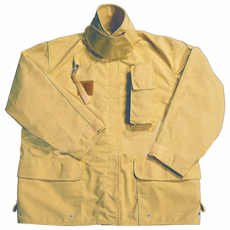 Turnout Coat, Xl, Tan, 50 Inch Fits Chest Size, 32 Inch Length, Zipper/Hook-And-Loop