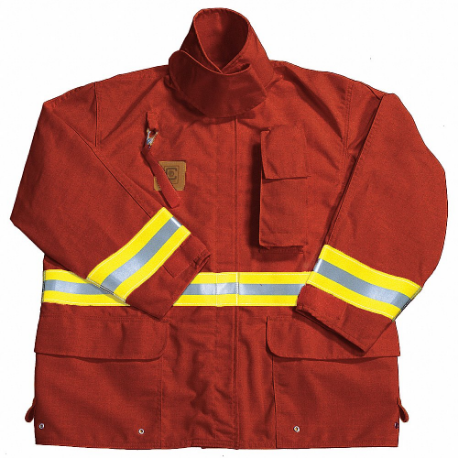 Abrigo de protección, S, rojo, 38 Pulgada para tamaño de pecho, 32 Pulgada de largo, Cremallera/gancho y bucle