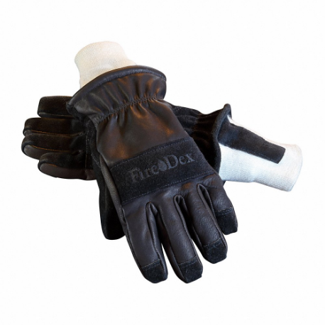 Leather Glove, Knitwrist Cuff, Size S Cadet, Firefighting/Structural, Knit, S, Black, 1 PR