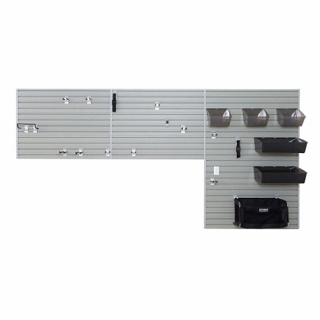 Slatwall Kit, 12 ft x 3/4 x 72 Inch Size, 12 Panels, Nylon/Polypropylene/Pvc/Steel