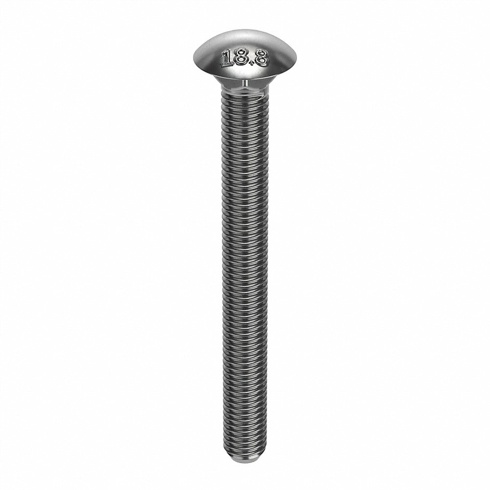 Carriage Bolt, 3/8-16 Thread Size, 18-8 Grade, 25/64 Inch Drill Size, 20PK