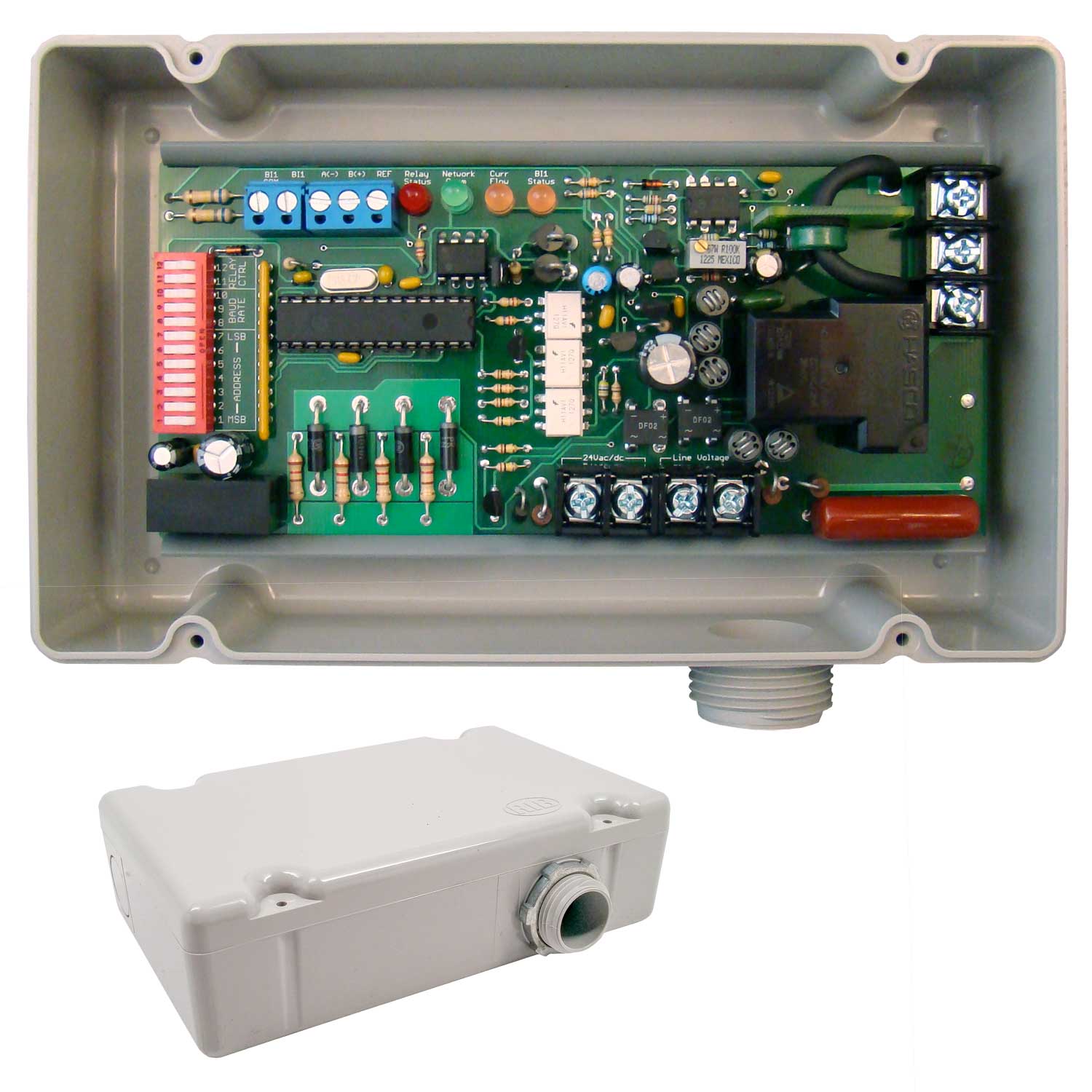Enclosed Pre-Wired Relay, With Current Sensor, 120 VAC Input, NEMA, Grey, 20 A