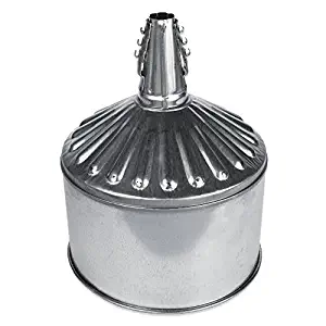 Fluted Funnel, With Screen, Lock On, 9 Inch Center Spout, 8 Quart, Galvanized