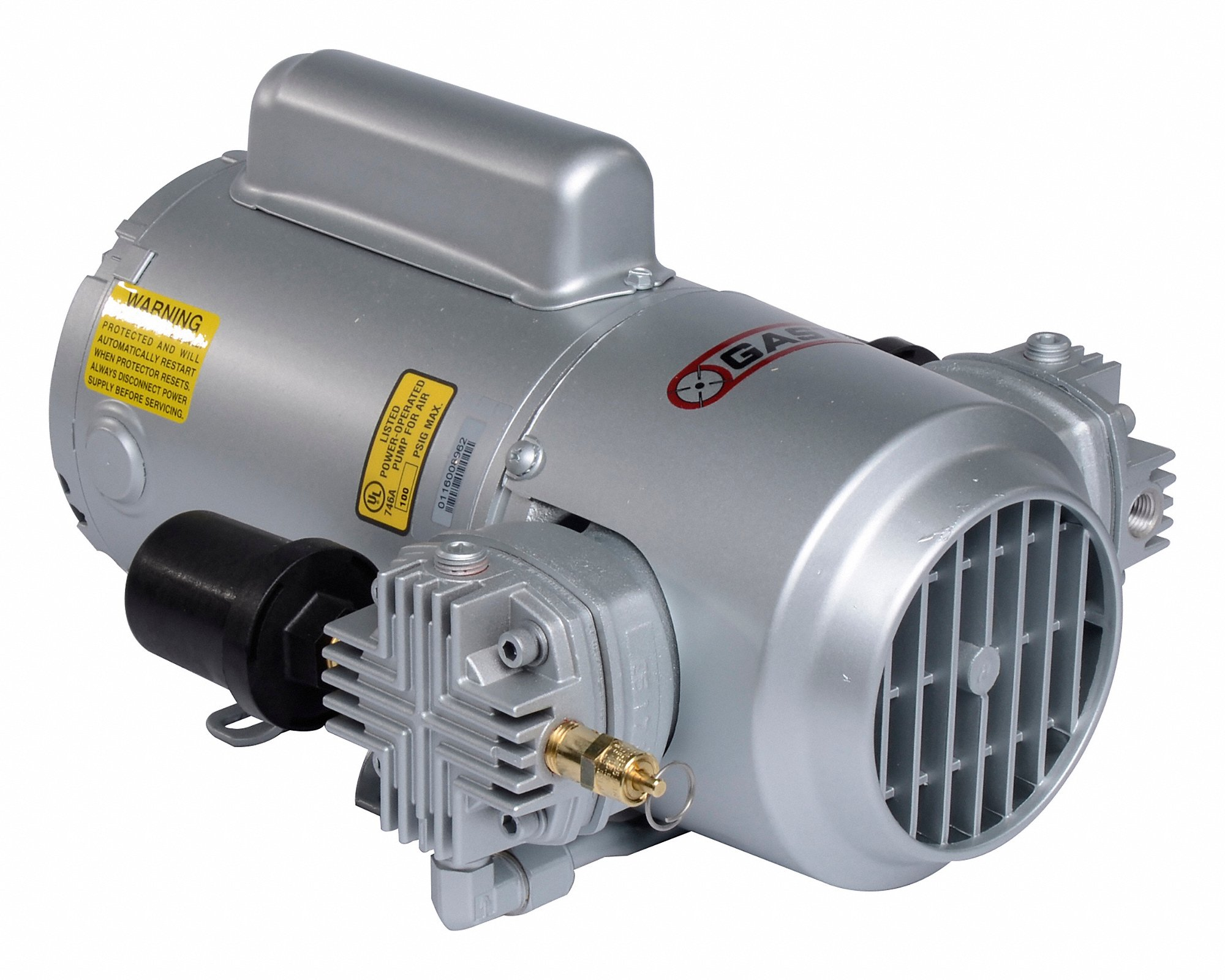 GAST 3HBB-19-M322A Piston Air Compressor, 0.42 hp, 1 Phase, 12V DC, 100 psi Max Continuous Pressure, 2.4 cfm | CP6HRX 33K773