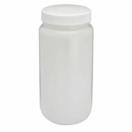 Bottle, 67.6 oz Labware Capacity - English, HDPE, Includes Closure, Unlined, Wide