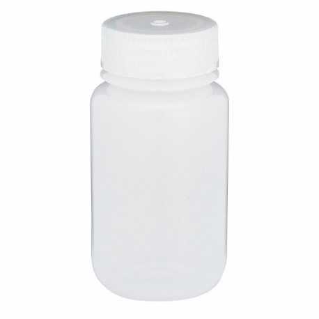 Botella, capacidad de material de laboratorio de 4.2 oz, LDPE, incluye cierre, sin forro, paquete de 12