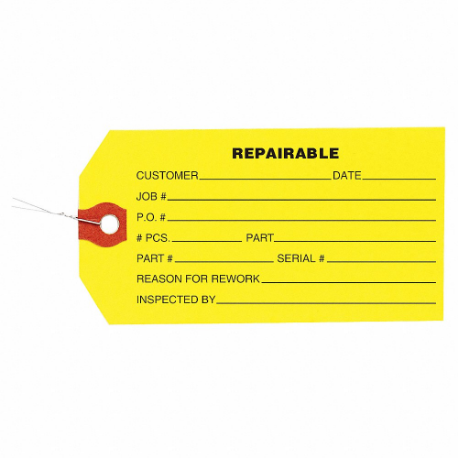 Tag, Repair, 2 3/8 Inch Width, 4 3/4 Inch Height, Black, Rectangle, Paper, 1000 PK