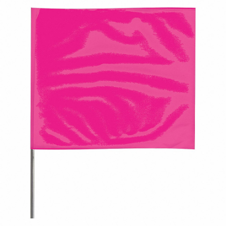 Marking Flag, 4 Inch x 5 Inch Flag Size, 15 Inch Staff Ht, Fluorescent Pink, Blank