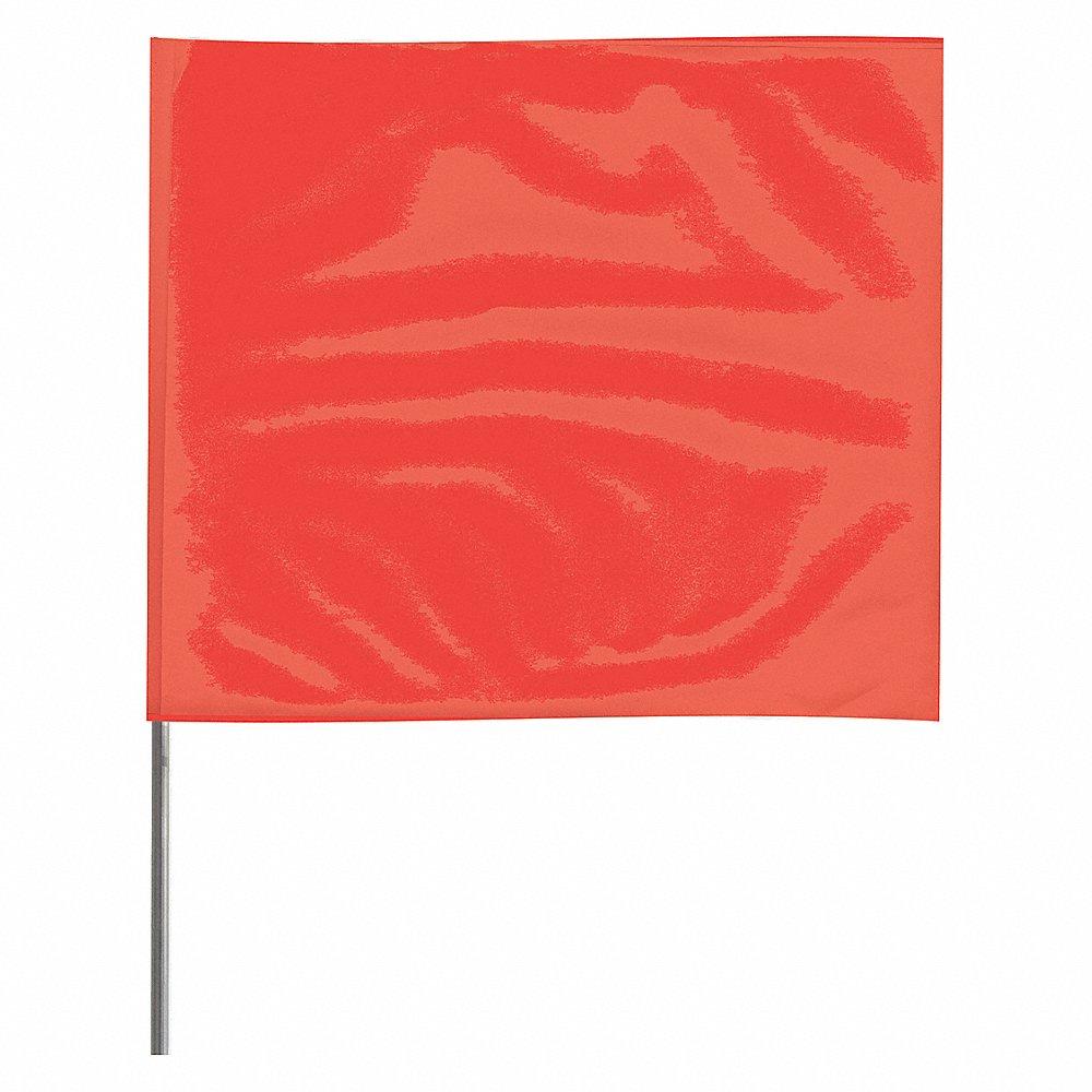 ธงทำเครื่องหมาย ขนาดธง 2 1/2 นิ้ว x 3 1/2 นิ้ว สตาฟ Ht 21 นิ้ว สีแดงเรืองแสง
