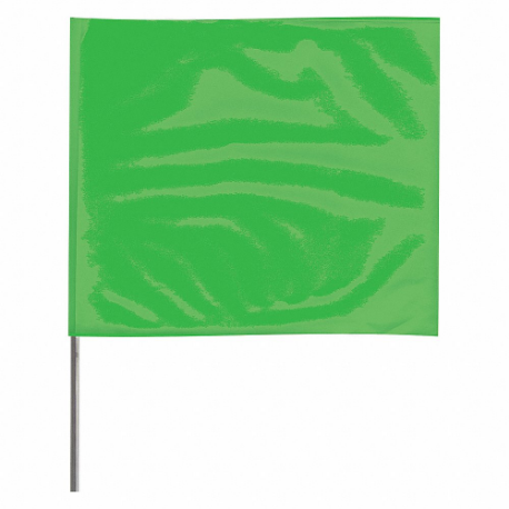 Marking Flag, 4 Inch x 5 Inch Flag Size, 18 Inch Staff Ht, Fluorescent Green, Blank