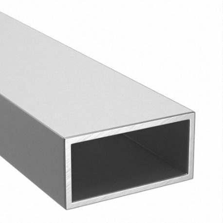 Tubo rectangular de aluminio 6061, longitud total de 24 pulgadas