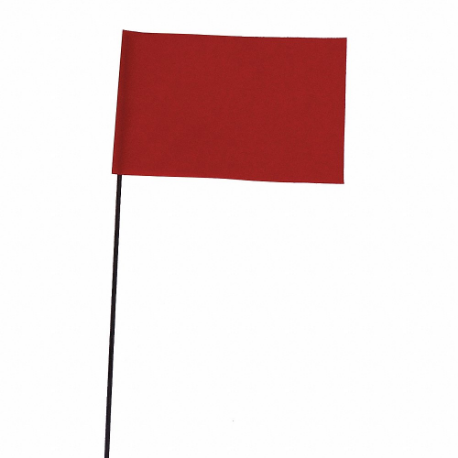 Markeringsflag, 5 tommer x 8 tommer flagstørrelse, 36 tommer stav Ht, rød, blank, solid