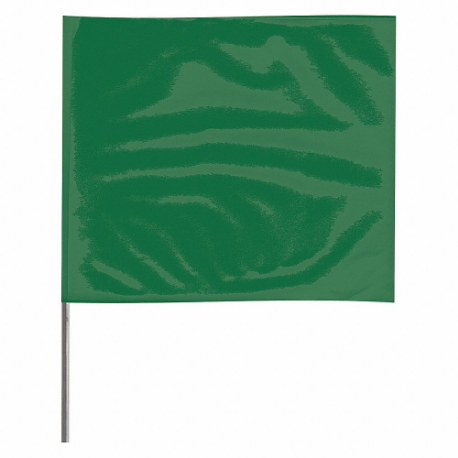 マーキングフラグ、4インチ x 5インチの旗サイズ、15インチのスタッフHt、緑、空白、画像なし