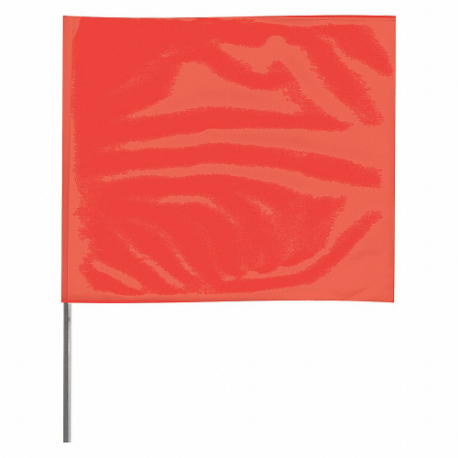 Bandiera di marcatura, dimensione bandiera 2 1/2 pollici x 3 1/2 pollici, altezza staffa 30 pollici, rosso fluorescente