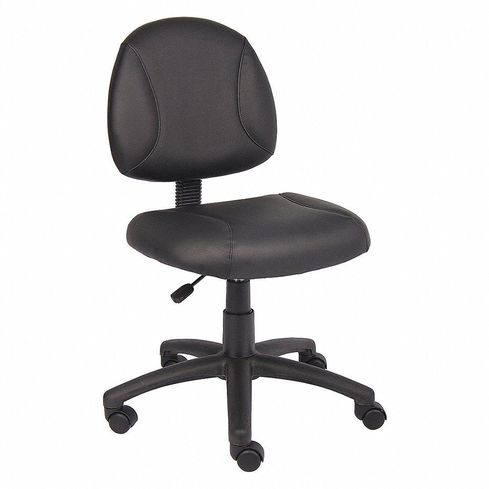Task Chair, Black, Leather, 275 lbs. Capacity