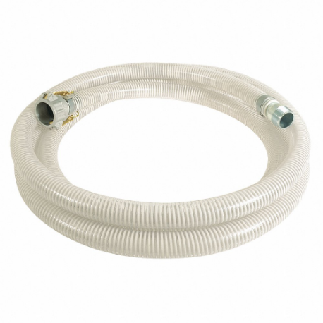 Water Suction and Discharge Hose, 4 Inch Heightose Inside Dia, 50 psi, Clear/White