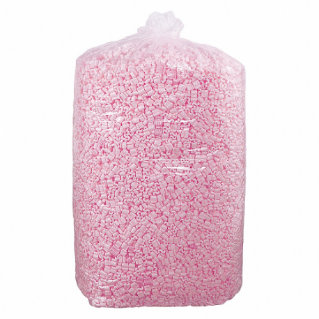 Packing Peanuts, 20 cu ft Bag Size, Pink, S-Shaped, 29 Inch Size Bag Height