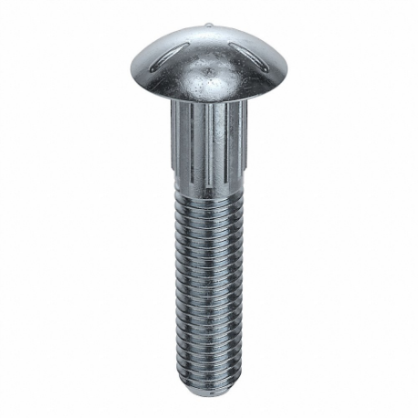 Carriage Bolt, Ribbed, Steel, Grade 5, Zinc Plated, 5/16 Inch-18 Thread Size