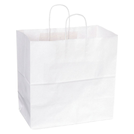Shopping Bag, 13 Inch Width, 7 Inch Dp, 13 Inch Height, 65#, 65 Lb Basis Wt, White, 250 PK