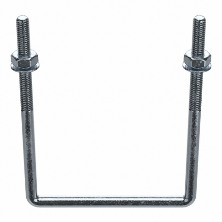 方形 U 型螺栓，鋼，鍍鋅，3/8 英吋-16 螺紋尺寸，4 英吋內寬/直徑
