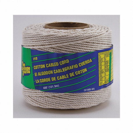 Twine, 1/16 Inch Size Rope Dia, White, 10 lb Working Load Limit, 100 lb Tensile Strength