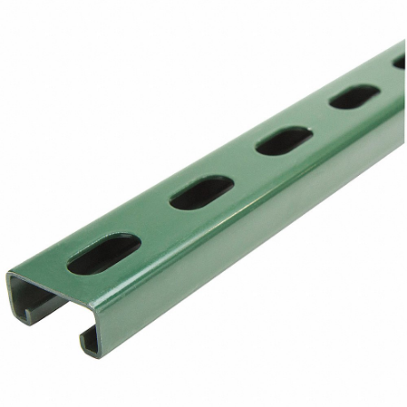 Strut Channel - Slotted, Steel, Painted, 14 ga Gauge, 3 ft Overall Length, Green