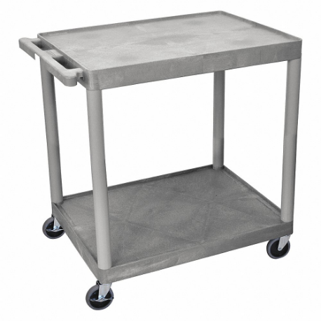 Utility Cart With Lipped Plastic Shelves, 400 lb Load Capacity, 32 Inch x 24 in