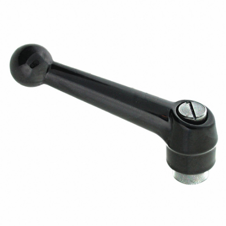 Adjustable Handle, Ball Knob, Zinc Handle, 0.20 Inch Pilot Hole Thread Size, Black