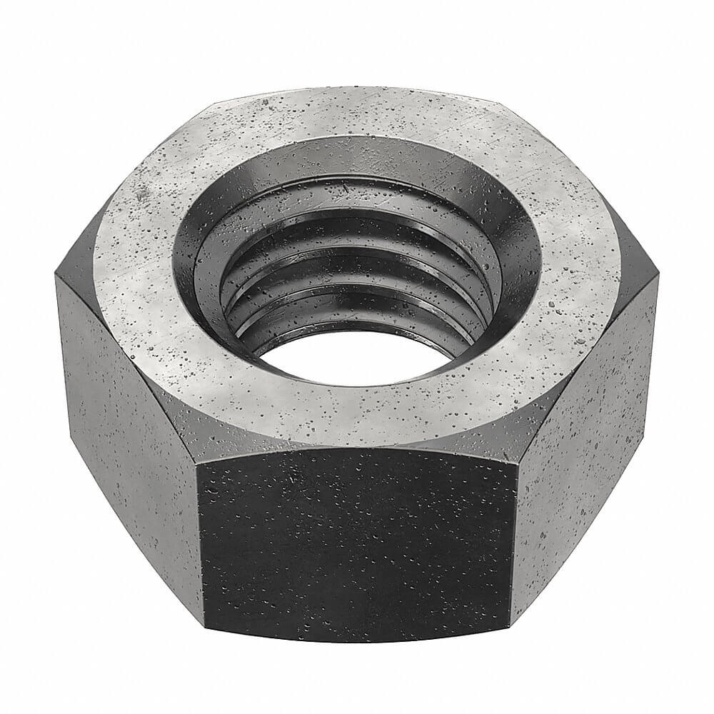 Hex Nut, 7/16 In - 14 Thread Size, Steel, 3/8 In Ht., 11/16 In Wd., Blk Oxide, Std Hex, 50 Pk