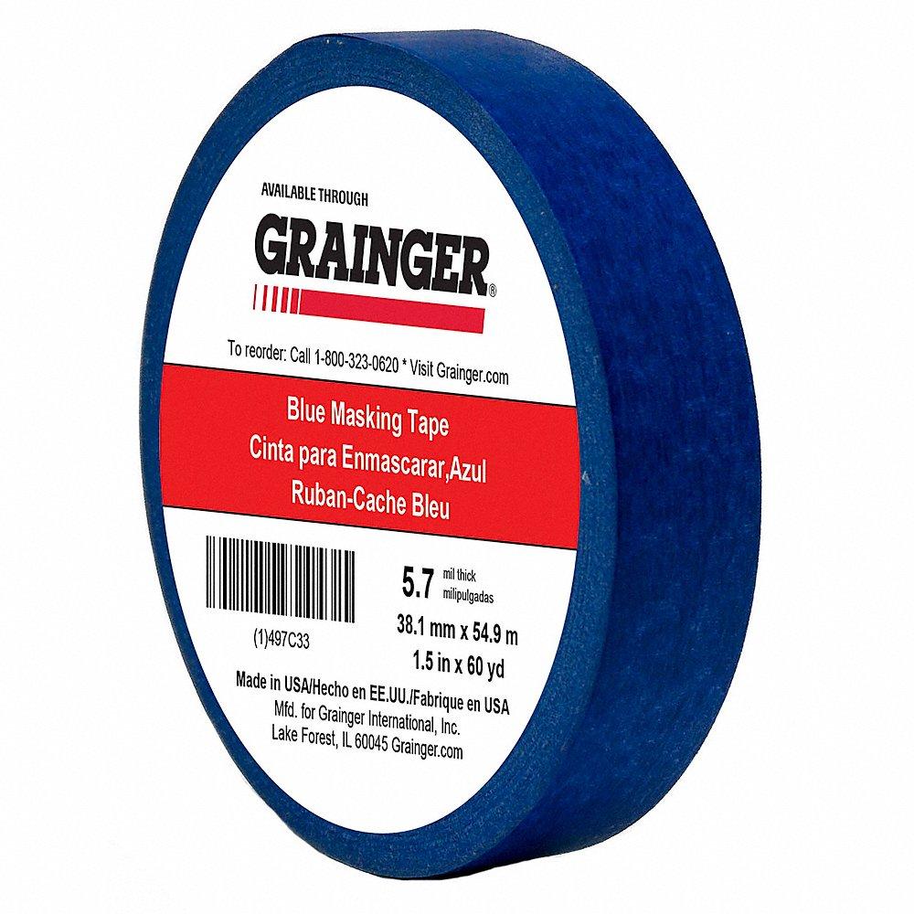 Painter Tape, 1 1/2 x 60 yd., 5.7 mil Thickness, Rubber Adhesive