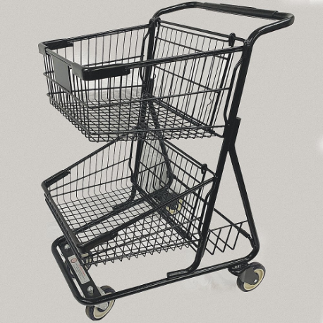 Wire Shopping Cart, 300 lb Load Capacity, Steel, 28 Inch Overall Length