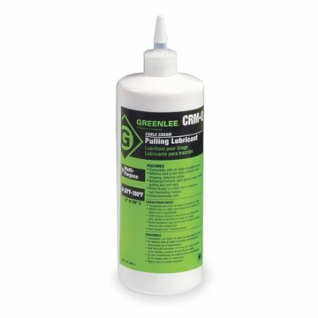 Cable and Wire Pulling Lubricants, 29 Deg to 190 Deg F, No Additives, 1 qt, Squeeze Bottle