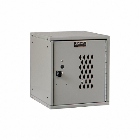 Box Locker, 11 Inch x 12 Inch x 13 in, 1 Tiers, 1 Units Wide, Louvered, Padlock Hasp, Gray