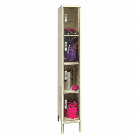 Box Locker, 12 Inch x 15 Inch x 78 in, 4 Tiers, 1 Units Wide, Clearview, Electronic Keypad