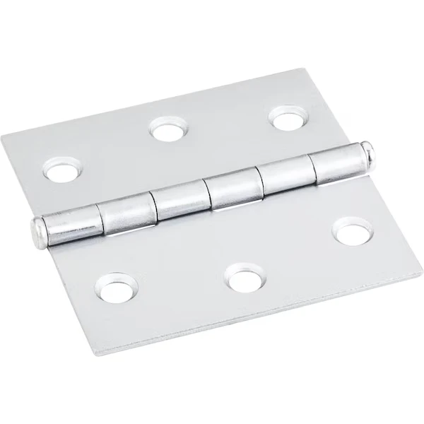 Brushed Chrome 2-1/2 Inch x 2-1/2 Inch Swaged Butt Hinge