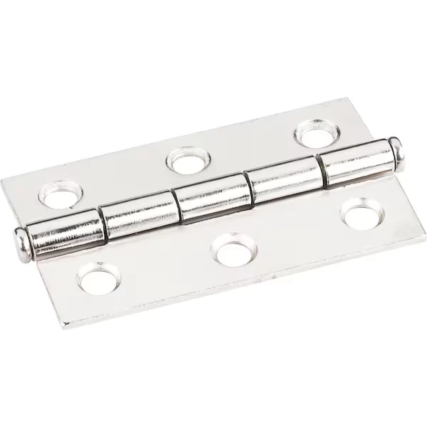 Bright Nickel 2-1/2 Inch x 1-1/2 Inch Single Half Swaged Butt Hinge