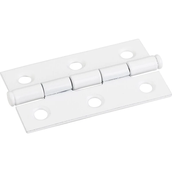 Bright White 2-1/2 Inch x 1-1/2 Inch Single Half Swaged Butt Hinge