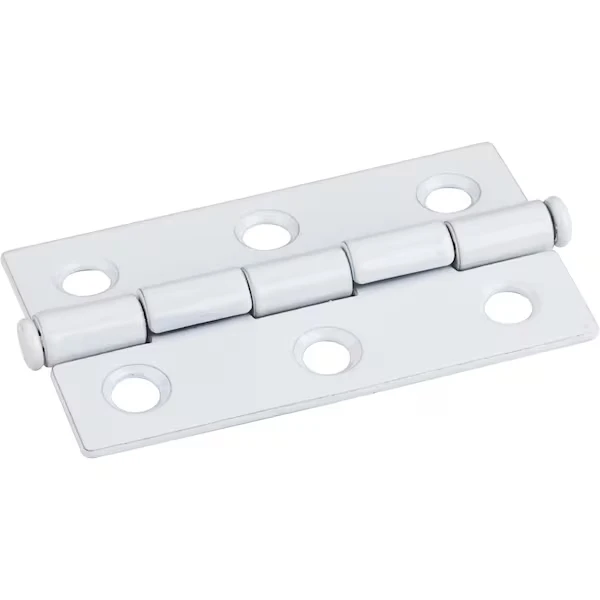 White 2-1/2 Inch x 1-1/2 Inch Single Half Swaged Butt Hinge