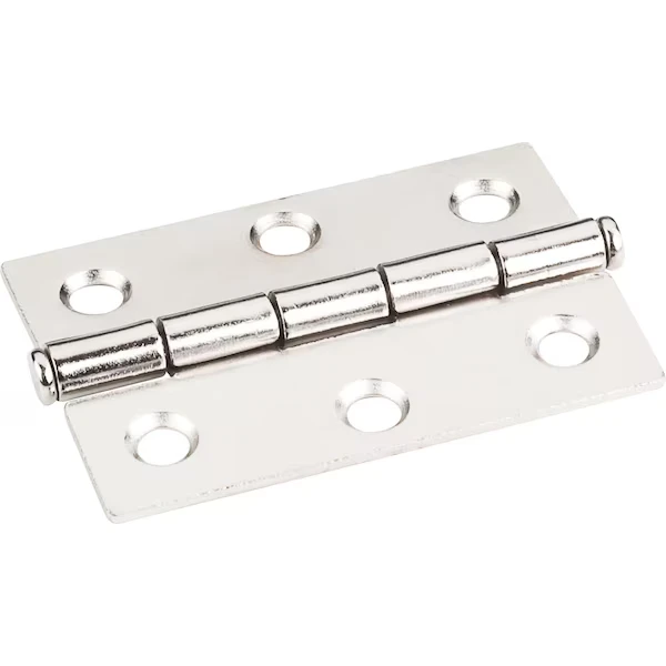 Bright Nickel 2-1/2 Inch x 1-11/16 Inch Single Full Swaged Butt Hinge