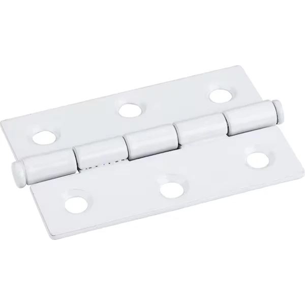 White 2-1/2 Inch x 1-11/16 Inch Single Full Swaged Butt Hinge