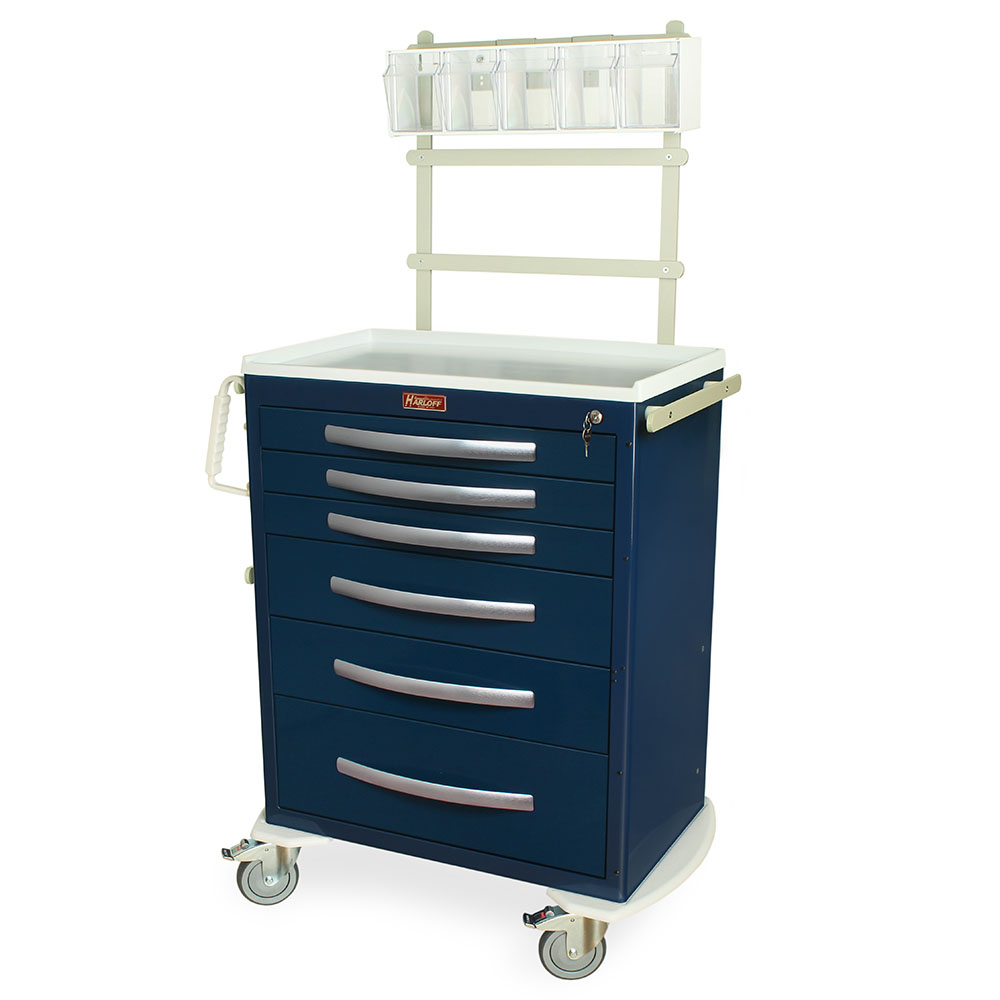 Lightweight Anesthesia Cart, Six Drawers, Key Lock, 66.75 x 47.63 x 22 Inch Size