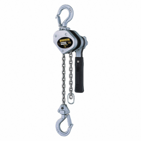 Lever Chain Hoist, 1000 lb Load Capacity, 62 lb Pull to Lift Rated Load, Nickel Plated
