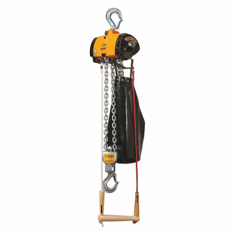 Air Chain Hoist, 500 lb Load Capacity, 61 fpm, 15 ft Hoist Lift, 78 scfm, Pull Cord, TCL