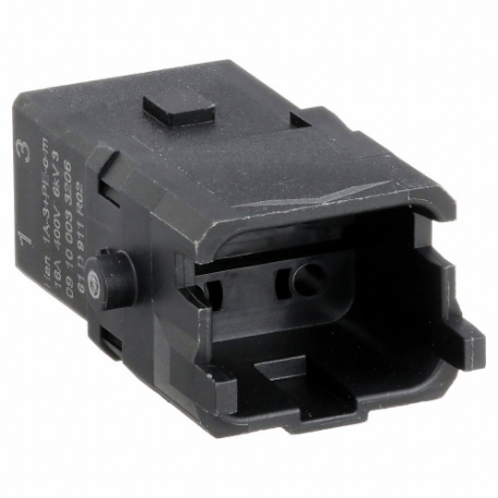 Industrial Rectangular Connector Insert, 1A, Crimp, Male, 16 A Current Rating, Black