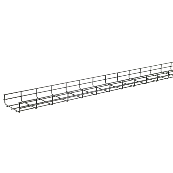 Wire Mesh Cable Tray System, 6 x 16 x 120 Inch Size, Black, Steel